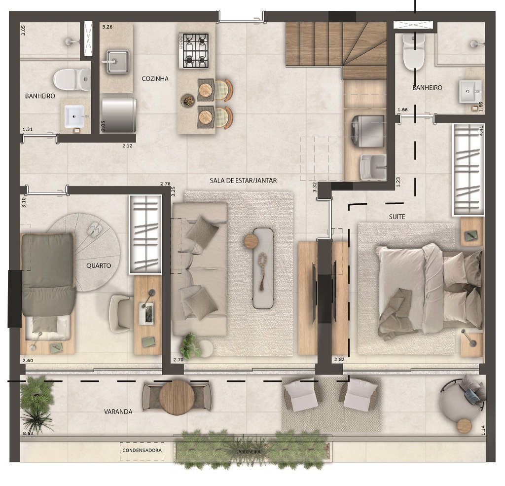 Planta 12 - 3 dorm 138m - cobertura duplex - inferior