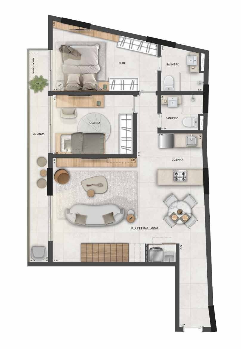 Planta 20 - 3 dorm 159m - cobertura duplex - inferior