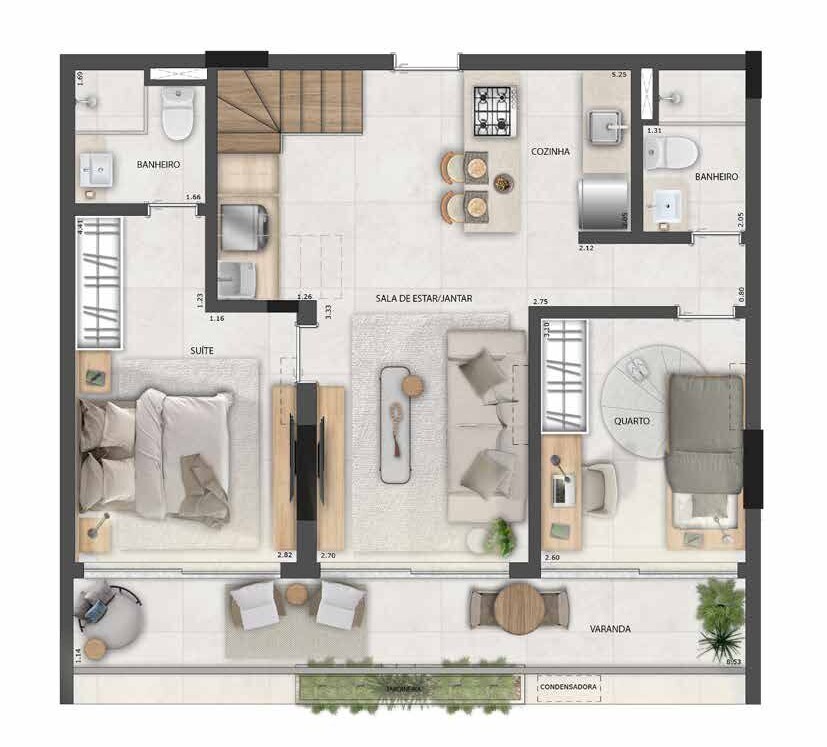 Planta 14 - 3 dorm 149m - cobertura duplex - inferior