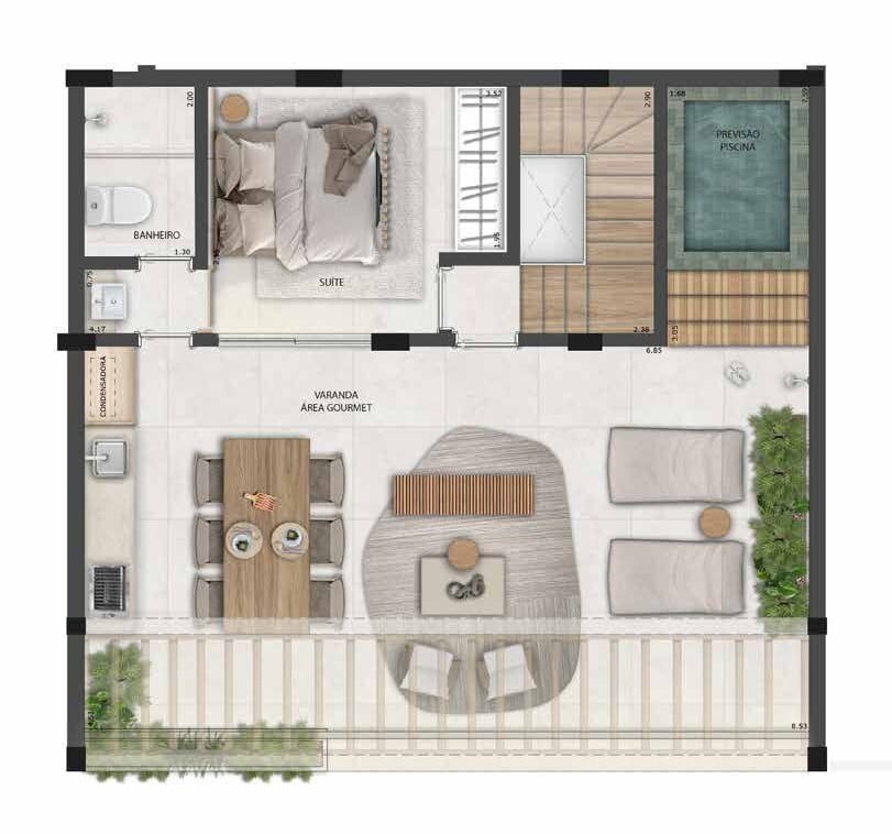 Planta 13 - 3 dorm 138m - cobertura duplex - superior