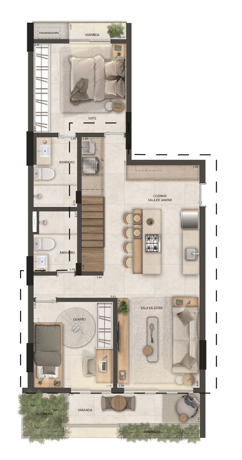 Planta 16 - 3 dorm 157m - cobertura duplex - inferior