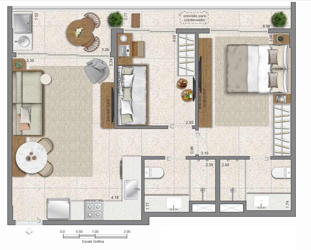 Planta 11 - 2 dorm 61,75m