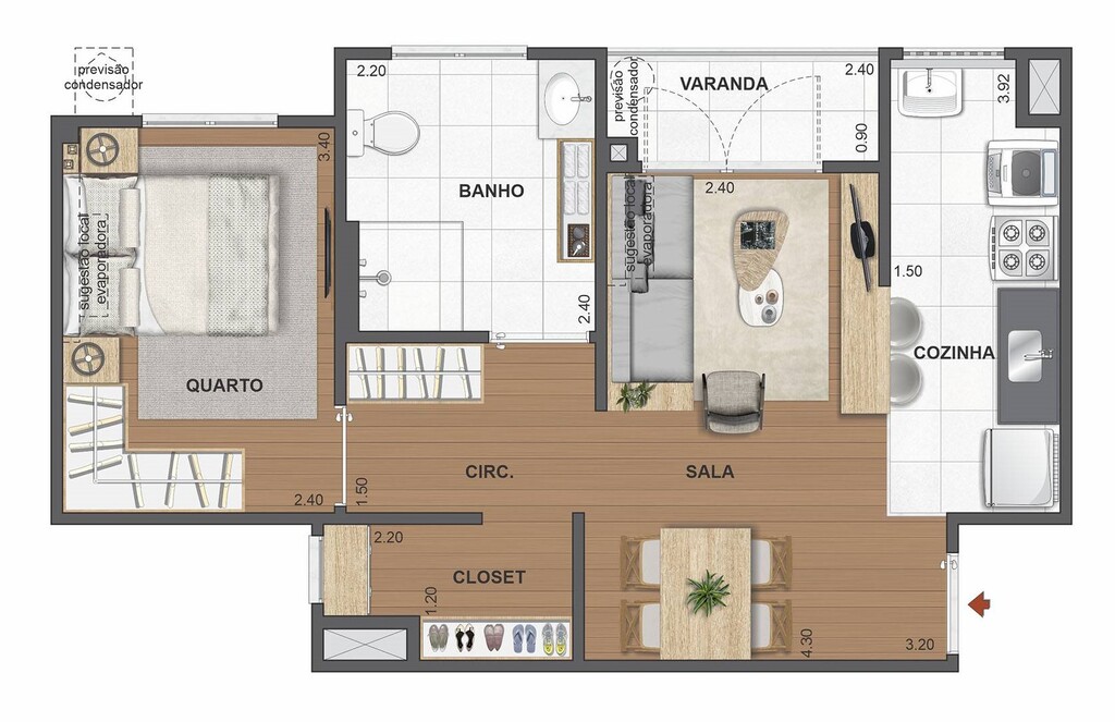 Planta 03 - 1 dorm 42 84m - opo