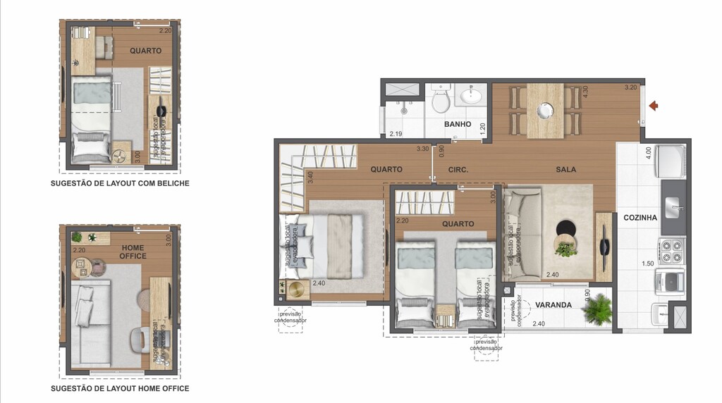 Planta 02 - 2 dorm 42 84m