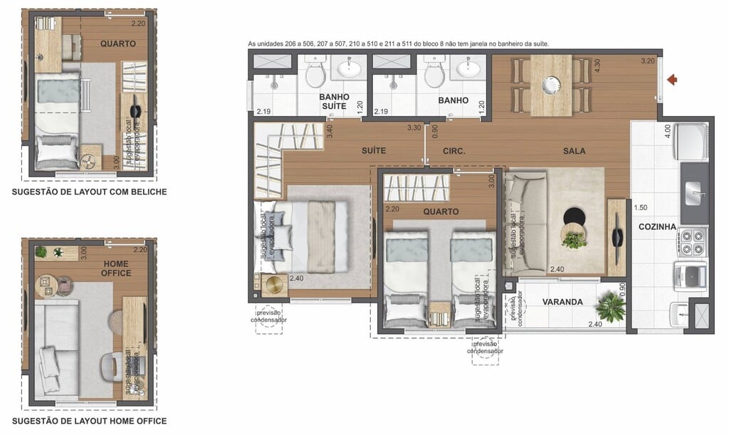 Planta 04 - 2 dorm 45 51m