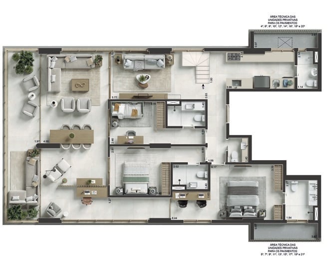 Planta 07 - 3 dorm 330m - cobertura duplex - inferior