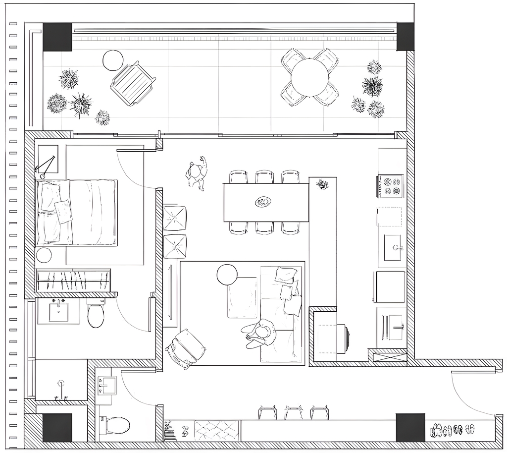 Planta 02 - 1 dorm 77,32m