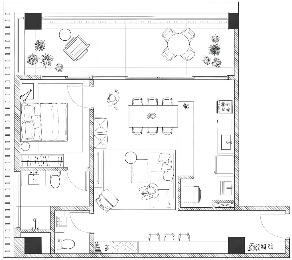 Planta 02 - 1 dorm 77,32m