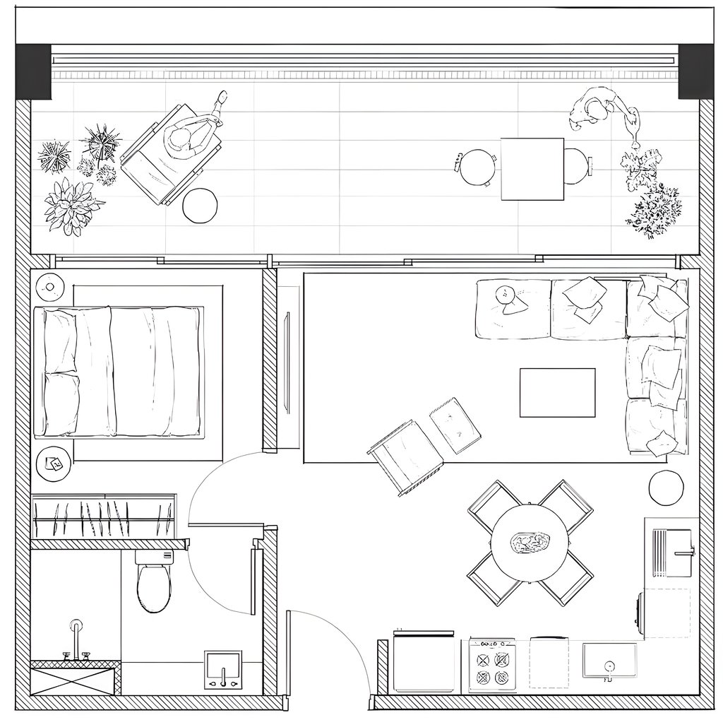 Planta 01 - 1 dorm 54,23m