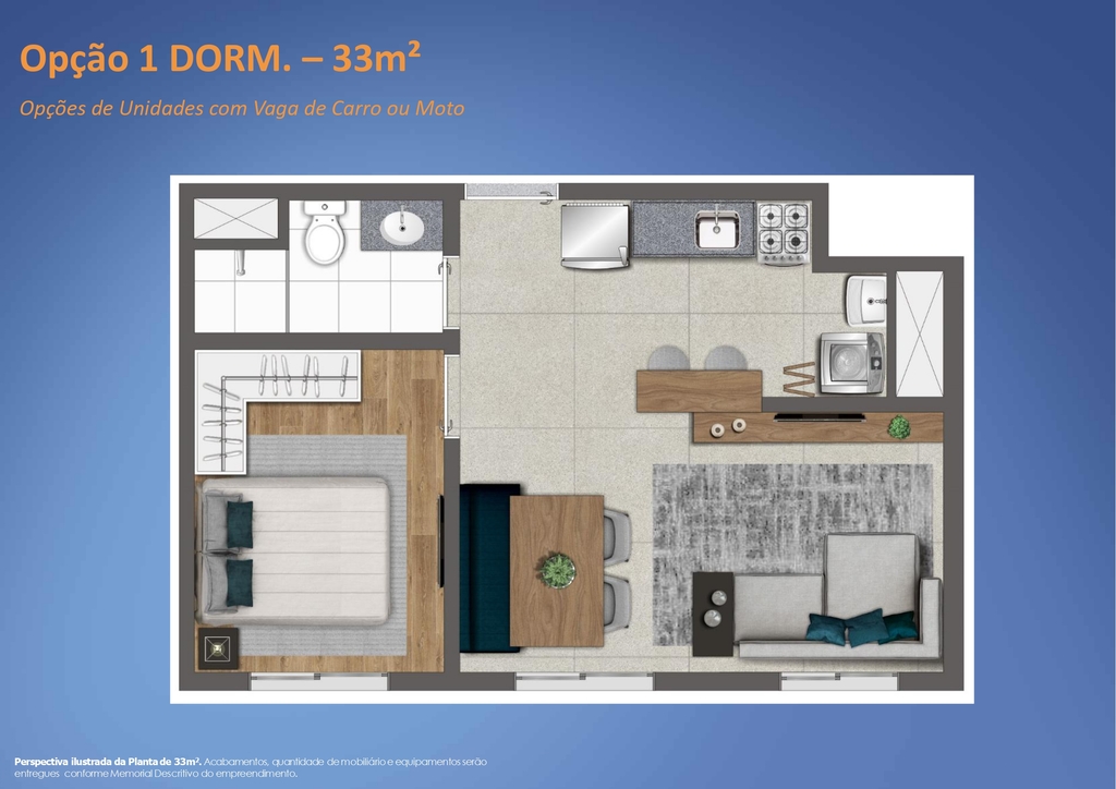 Planta 02 - 1 dorm 33m