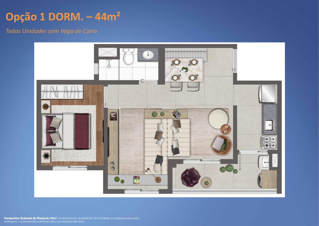 Planta 04 - 1 dorm 44m