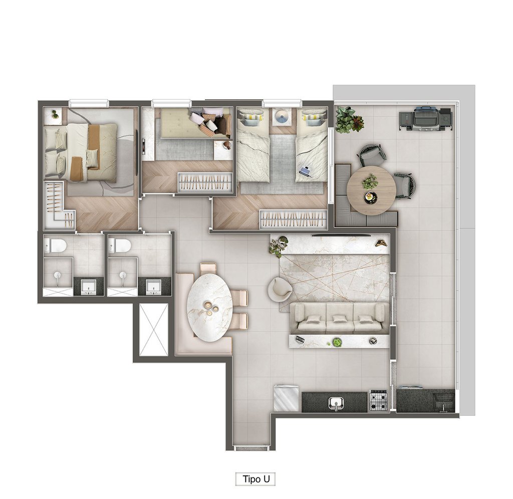 Planta 08 - 3 dorm 80,38m