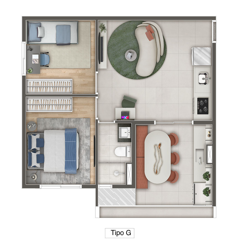 Planta 03 - 2 dorm 45m