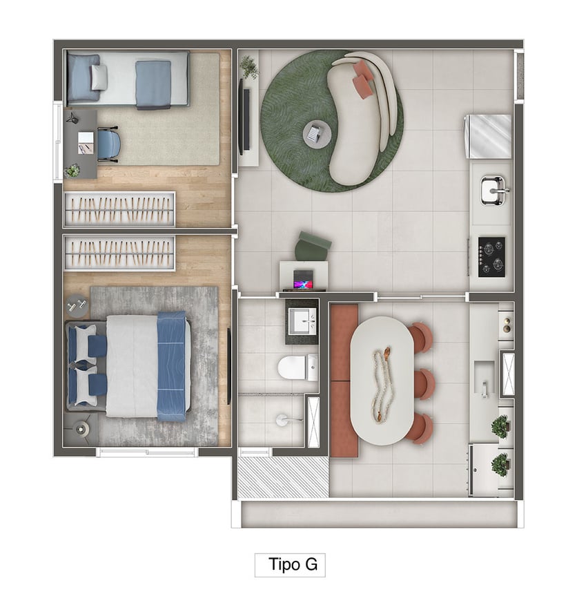 Planta 03 - 2 dorm 45m