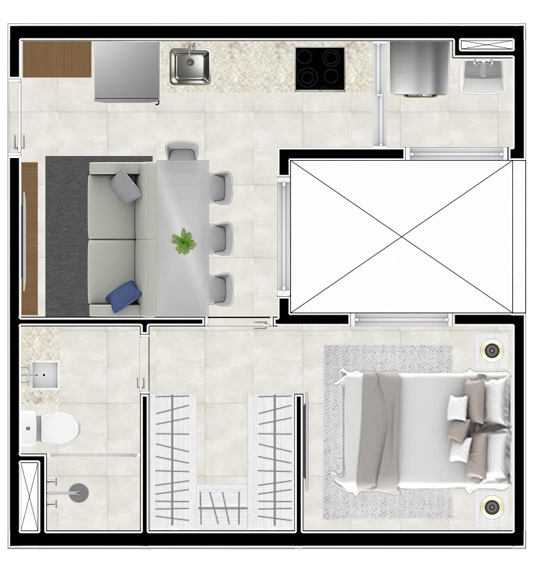 Planta 09 - 1 dorm 30 36m