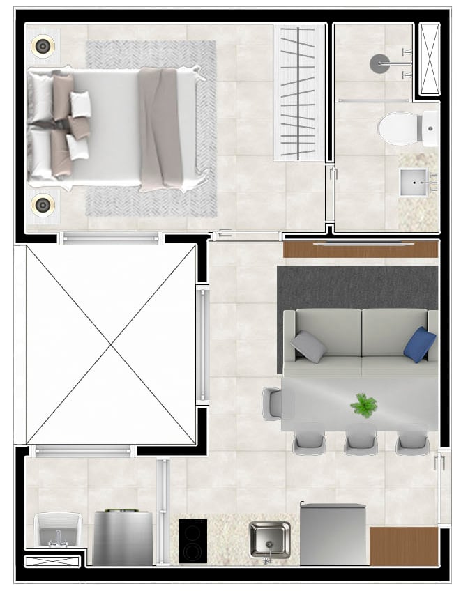 Planta 13 - 1 dorm 30 70m