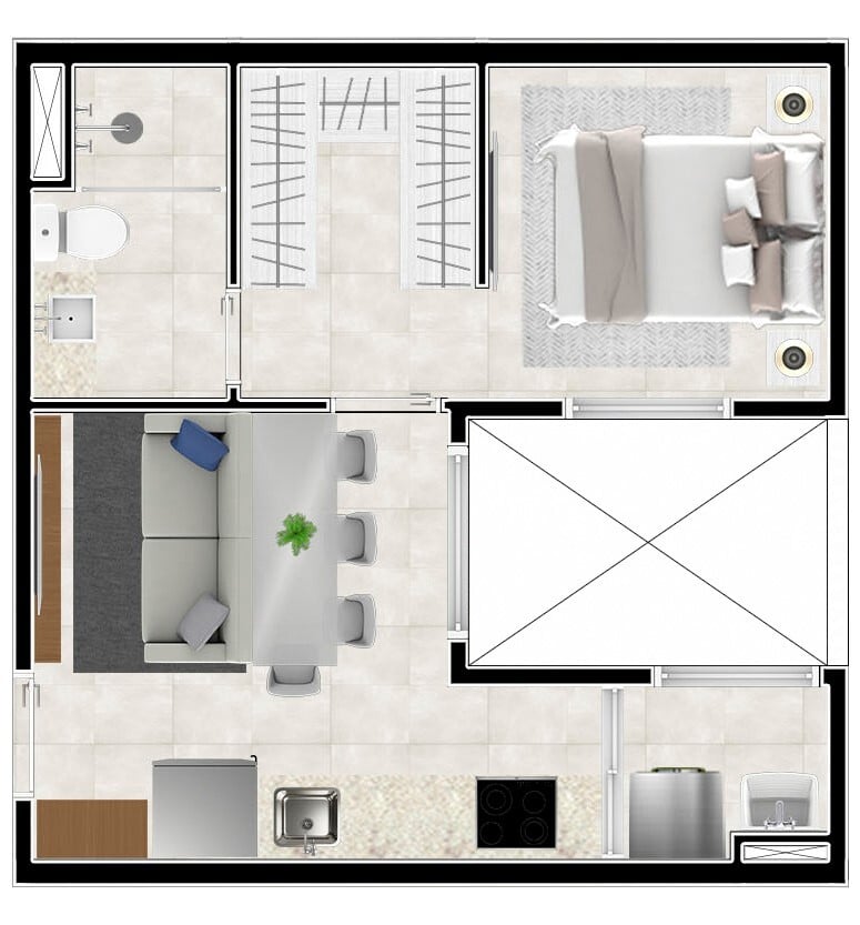 Planta 08 - 1 dorm 30 74m