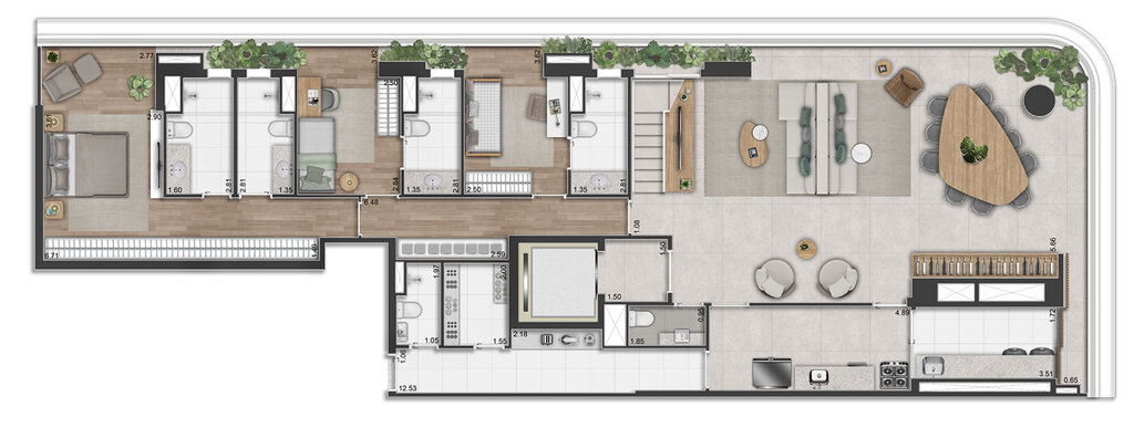 Planta 09 - 4 dorm 374m - cobertura duplex - inferior