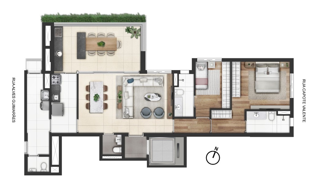 Planta 02 - 2 dorm 129m - opo