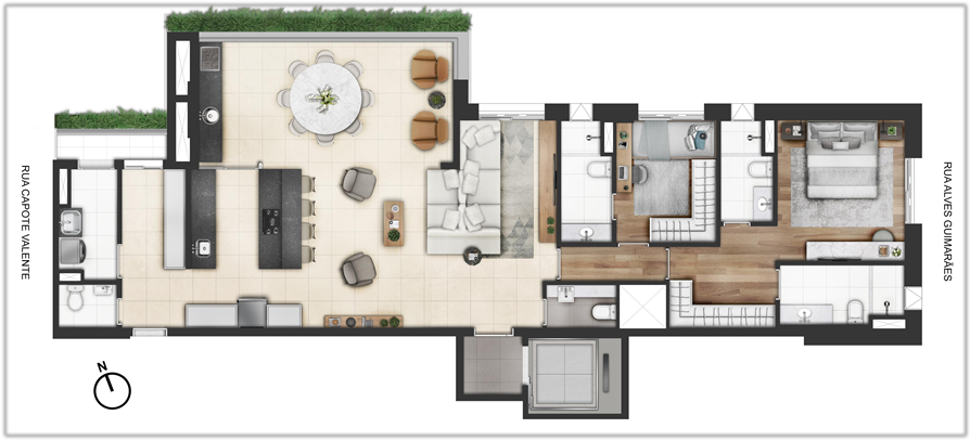 Planta 06 - 2 dorm 151m - opo