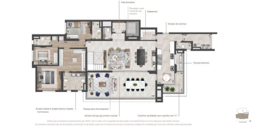 Planta 08 - 4 dorm 430m - cobertura duplex - inferior