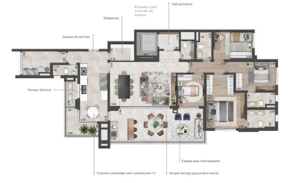 Planta 01 - 4 dorm 174m