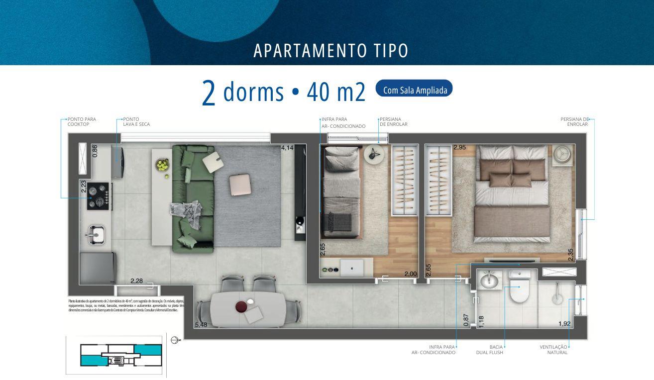 Planta Opo de 40m - Sala Ampliada