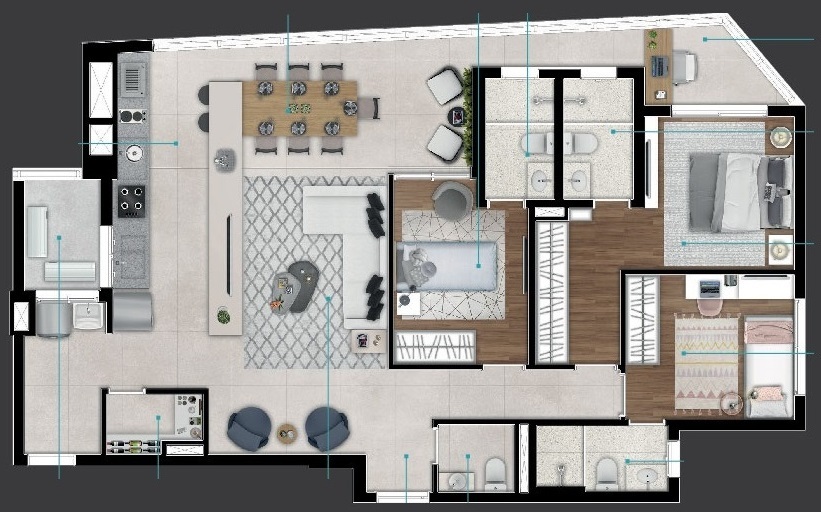 Planta 01 - 3 dorm 115 54m