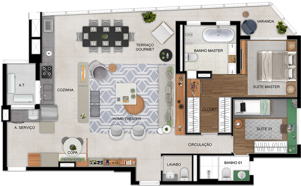 Planta 03 - 2 dorm 115 54m - opo 2