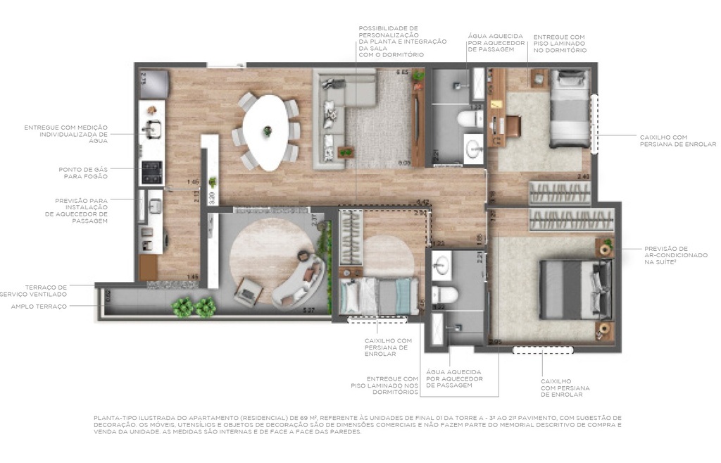 Planta 05 - 3 dorm 69m