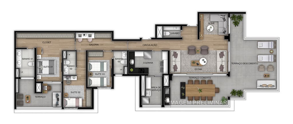 Planta 13 - 3 dorm 204m - cobertura horizontal