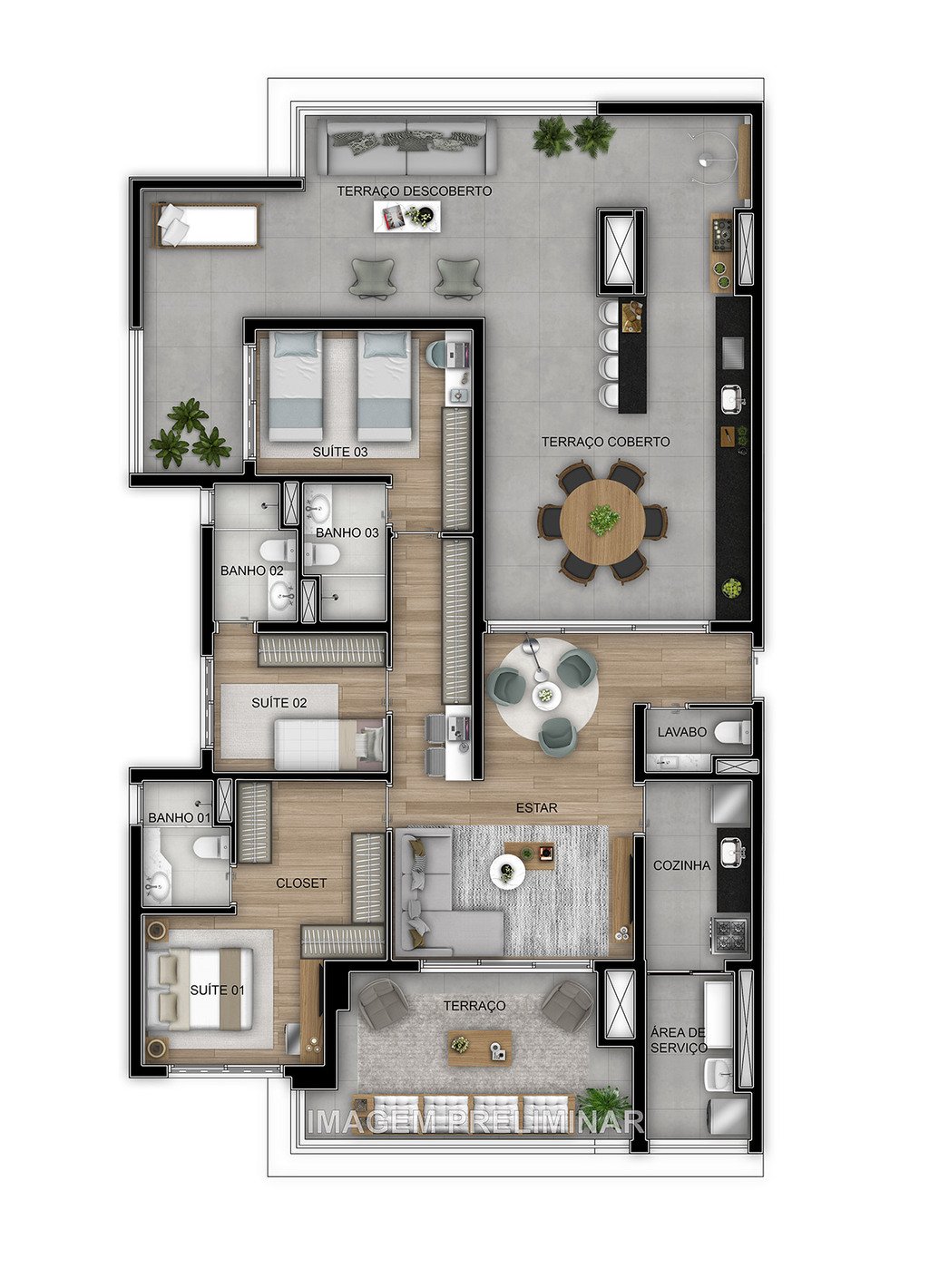 Planta 12 - 3 dorm 192m - cobertura horizontal