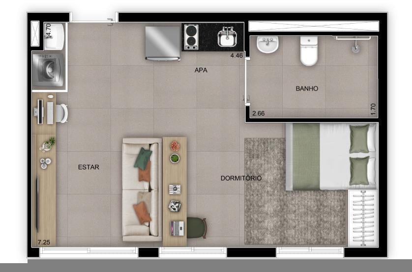 Planta 03 - 1 dorm 38m - studio - opo