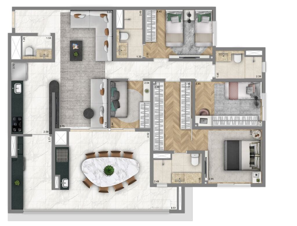 Planta 07 - 4 dorm 125m - opo