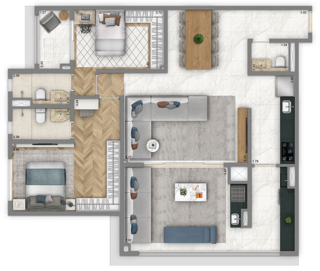 Planta 05 - 2 dorm 110m - opo