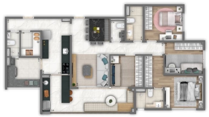 Planta 03 - 4 dorm 116m