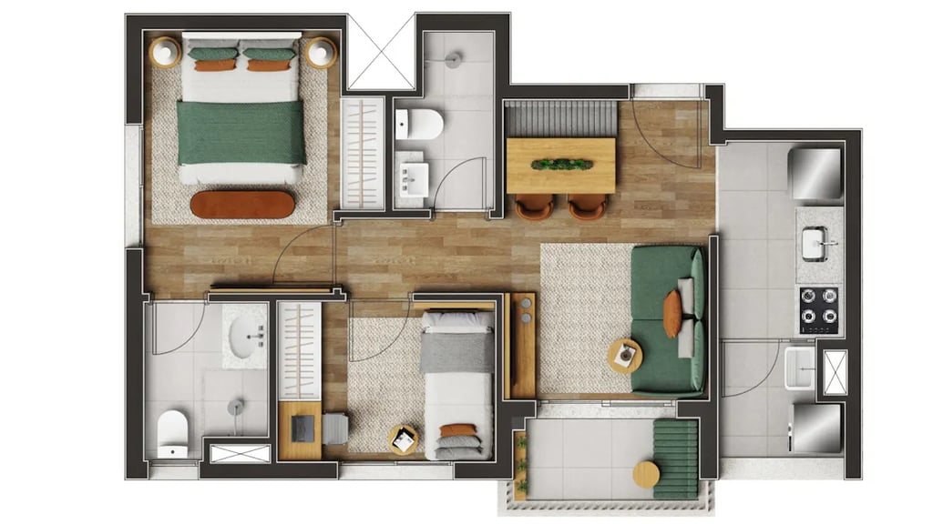 Planta 04 - 2 dorm 46m