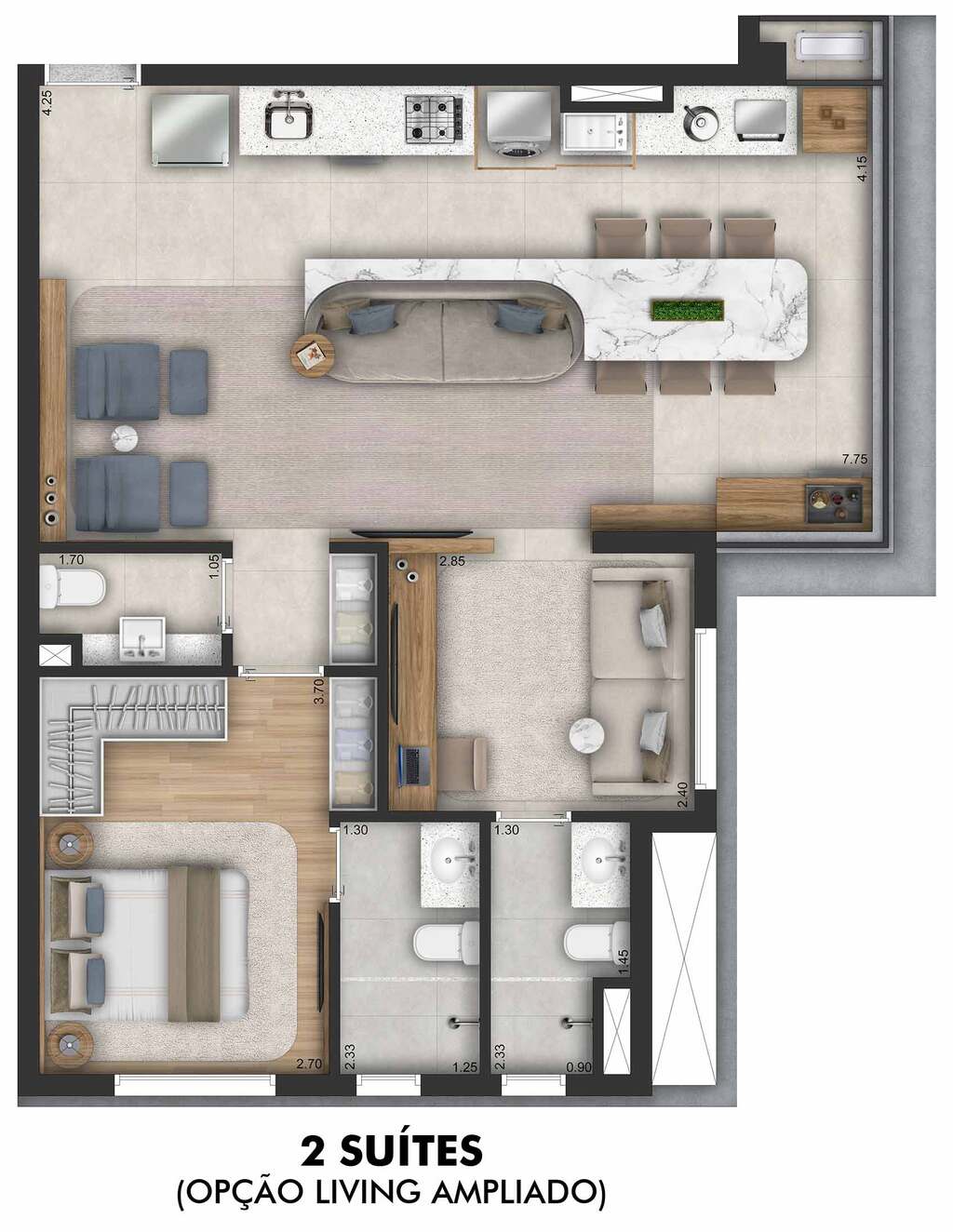 Planta 02 - 1 dorm 67,34m - opo 1