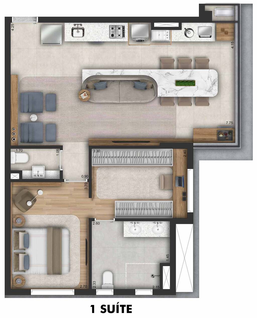 Planta 03 - 1 dorm 67,34m - opo 2