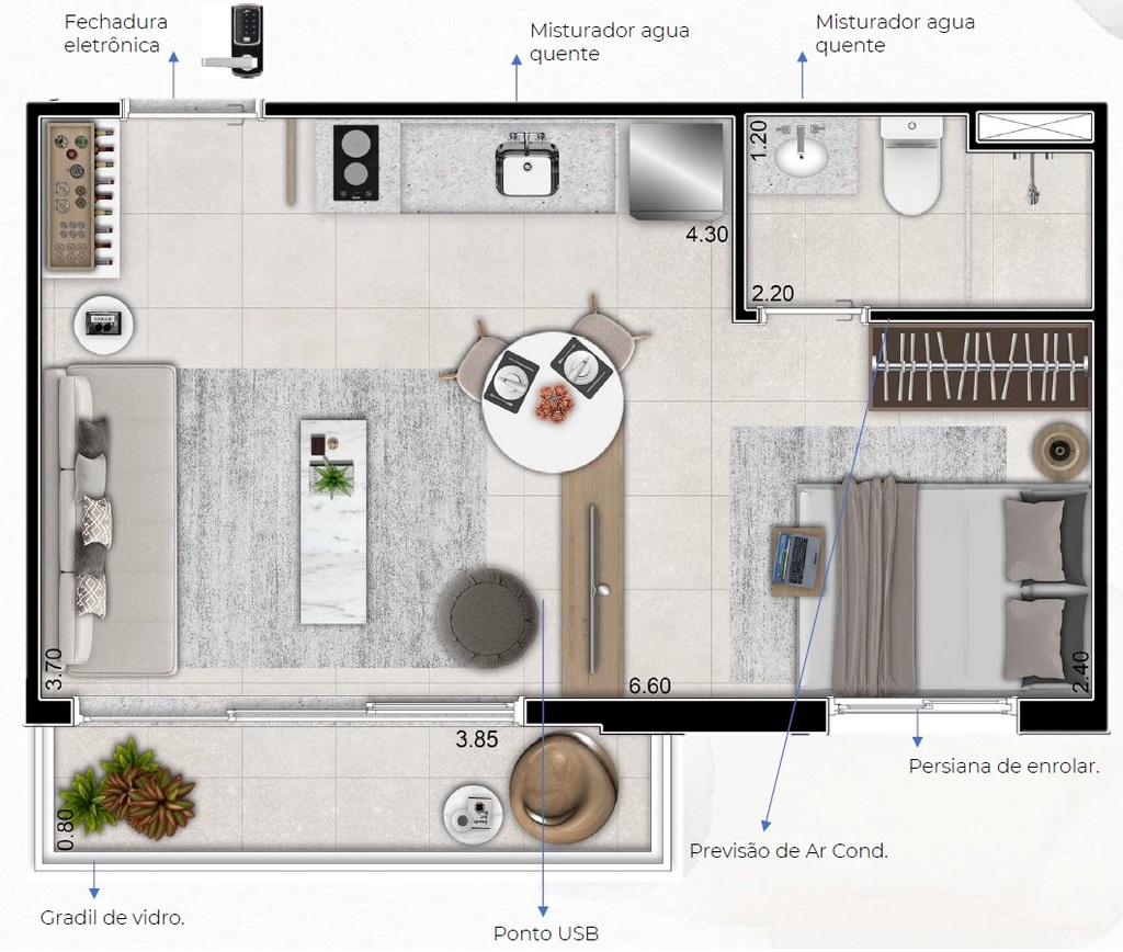 Planta 07 - 1 dorm 31m - studio - opo