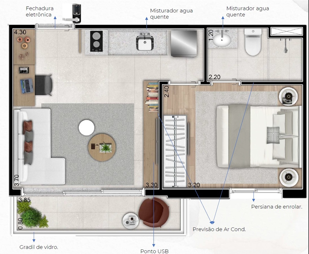 Planta 06 - 1 dorm 31m