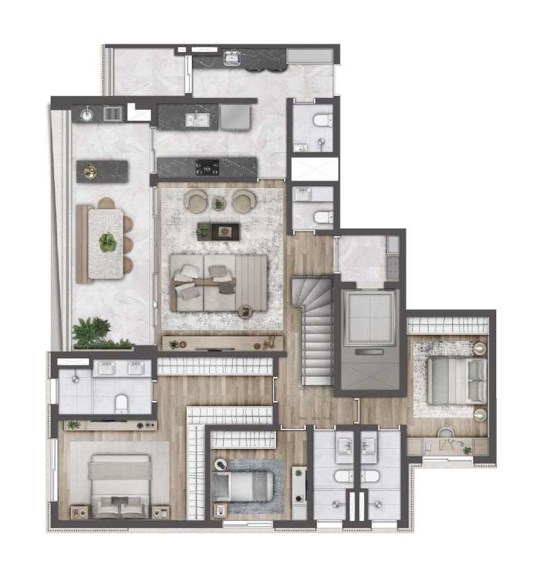 Planta 07 - 3 dorm 305m - cobertura duplex - inferior