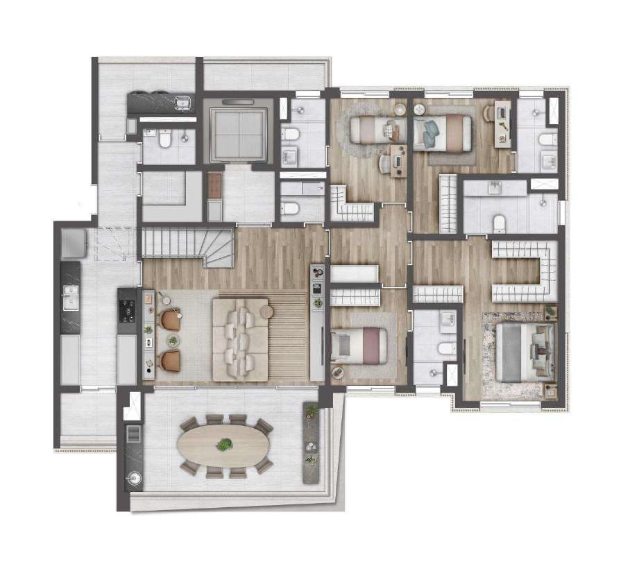 Planta 10 - 4 dorm 345m - cobertura duplex - inferior