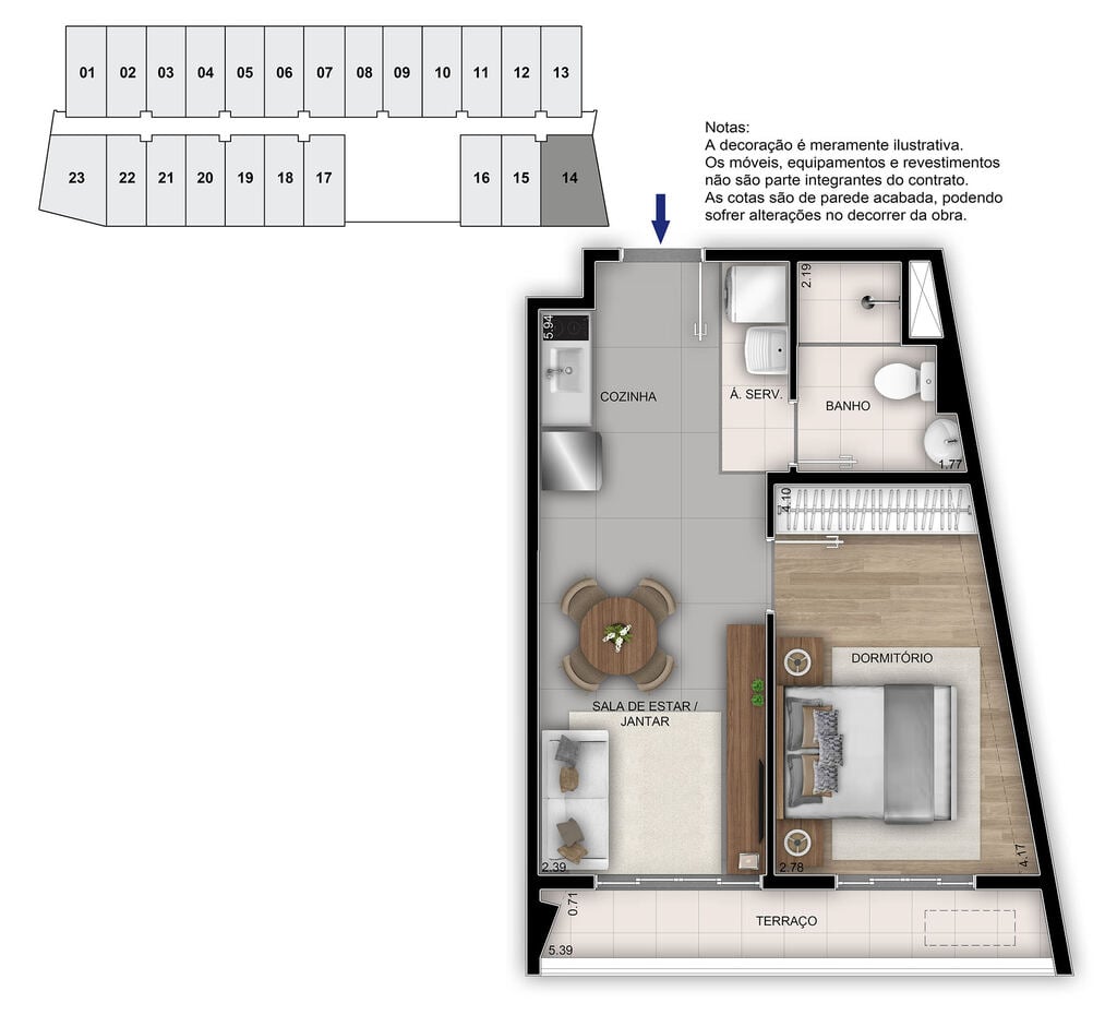 Planta 03 - 1 dorm 37,69m