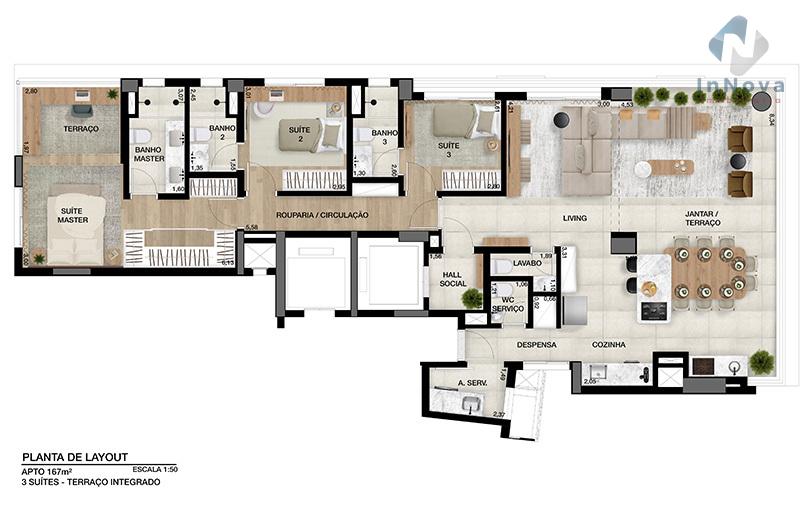 Planta 06 - 3 dorm 167m - opo 1