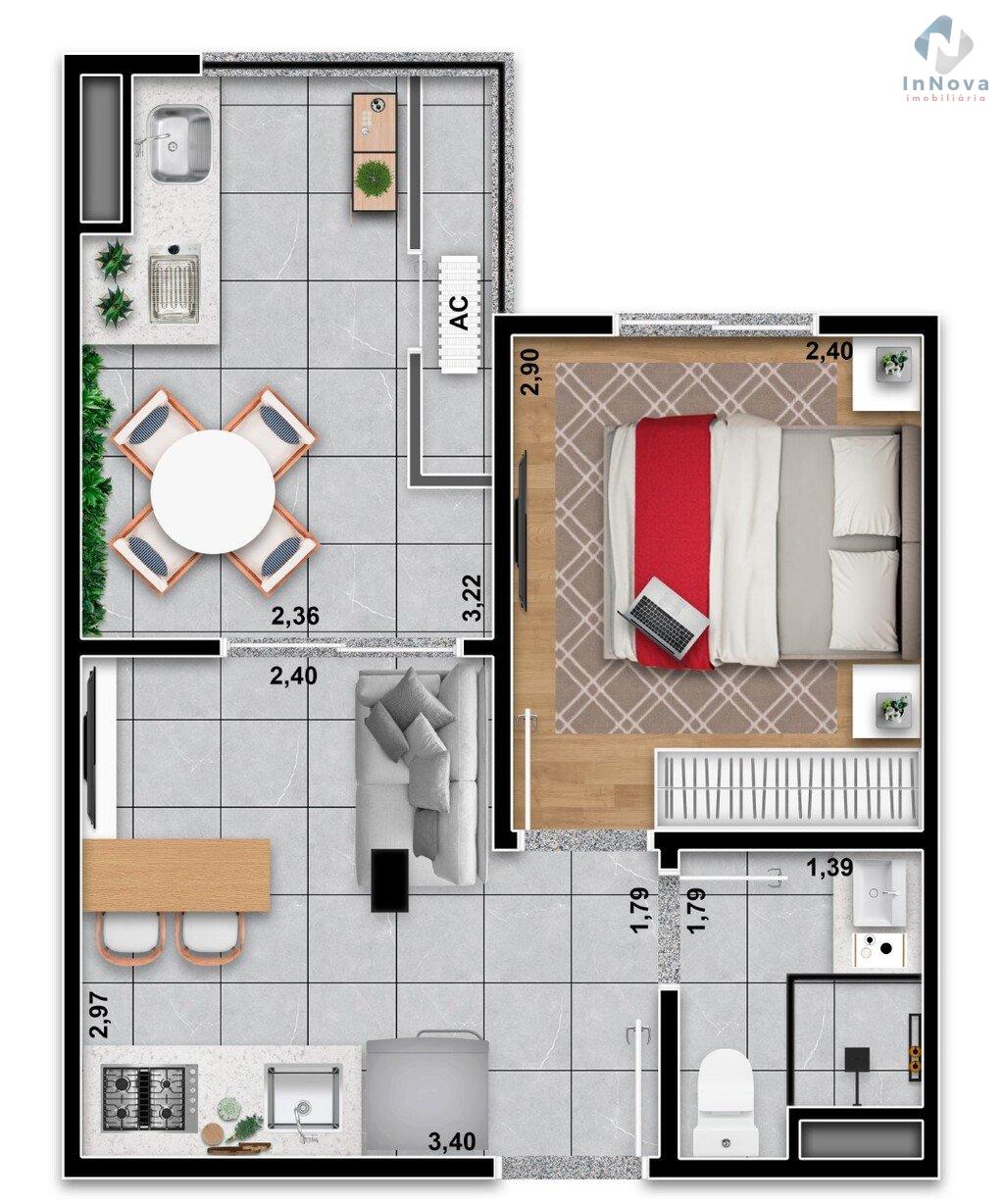 Planta 02 - 1 dorm 30 52m