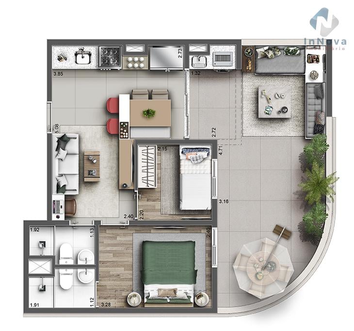 Planta 06 - 2 dorm 63,03m - garden