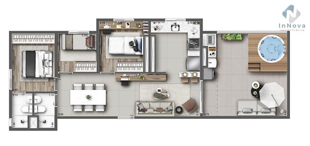 Planta 09 - 3 dorm 81,03m - cobertura horizontal