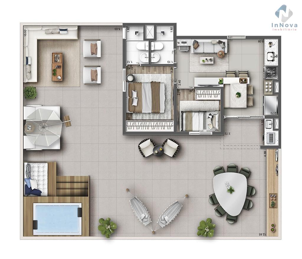 Planta 11 - 2 dorm 137,24m - garden