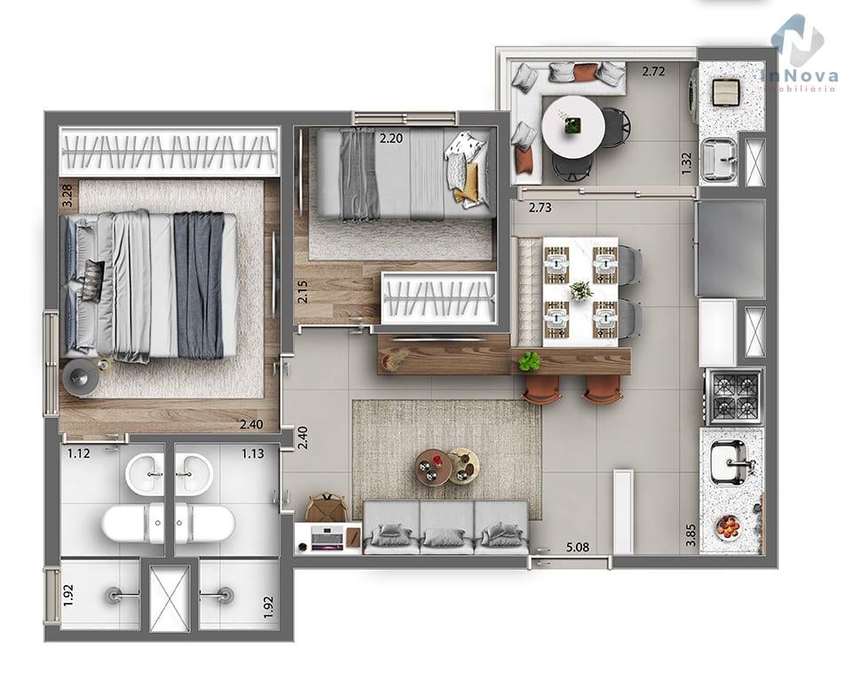 Planta 02 - 2 dorm 42,32m